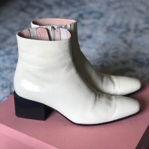Acne studios vanilla yellow patent leather boot